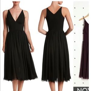 Alicia Mixed Media Midi Dress DRESS THE POPULATION NWT size M Black